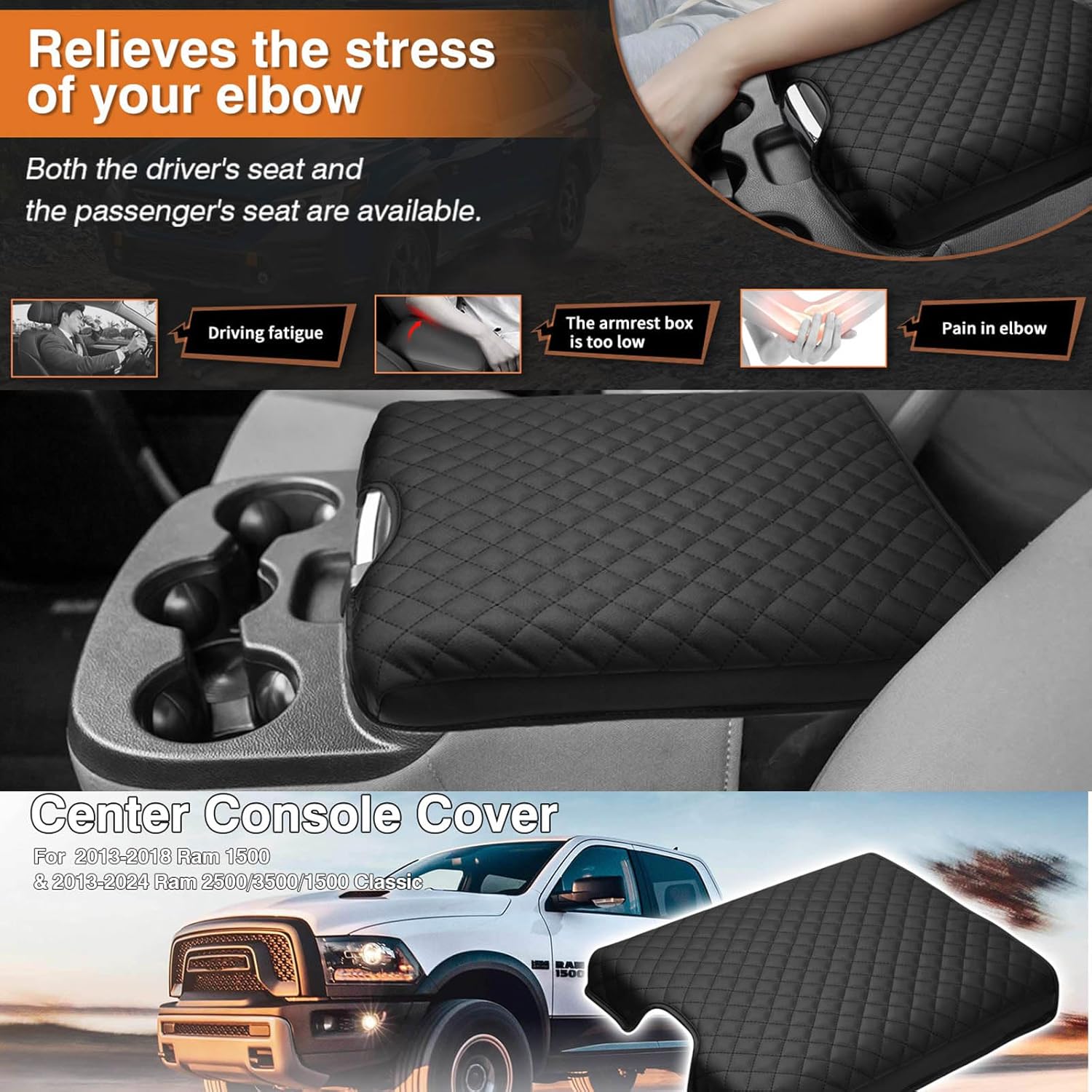 Thickened Armrest Mat Not Scratch Surfaces Easy Maintenance Strong PVC Truck Console Accessories for Vehicles Use Strong PVC Truck Console Accessories