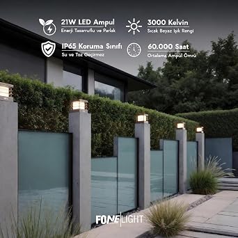 FoneLight Set Üstü Bahçe Aydınlatma 18x18 cm Genişik – Alüminyum Gövde, 3000K Sıcak Beyaz, IP65 Su Geçirmez Dış Mekan Dekoratif Lamba [Enerji Sınıfı A+++]