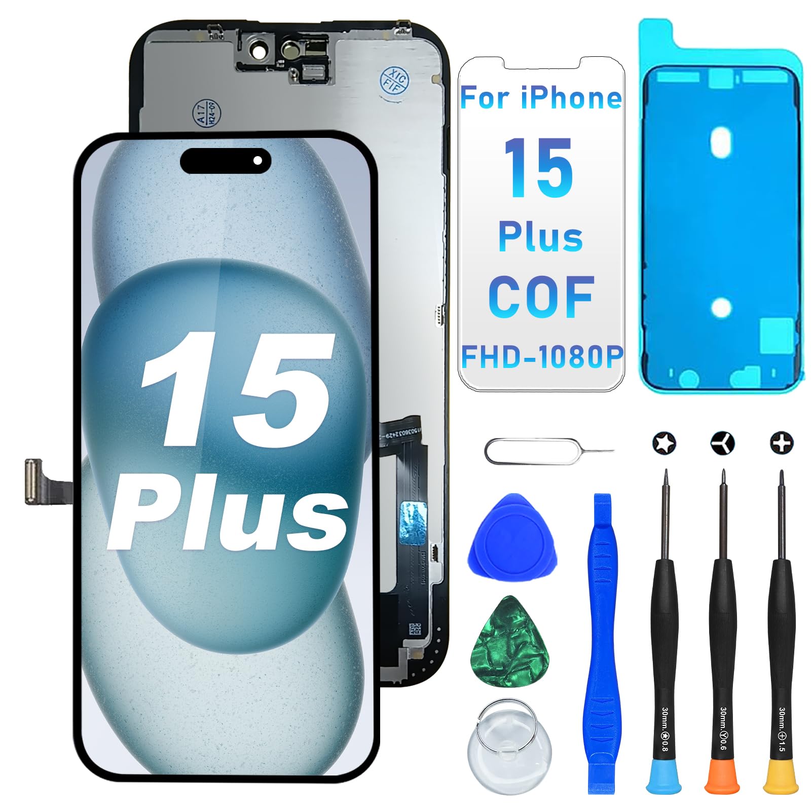 DIGI4U LCD for iPhone 15 Plus Screen Replacement, 6.7'' Full HD Face ID True Tone Screen for iPhone 15 Plus Display Digitizer Assembly, with Repair Kit for iPhone 15 Plus LCD