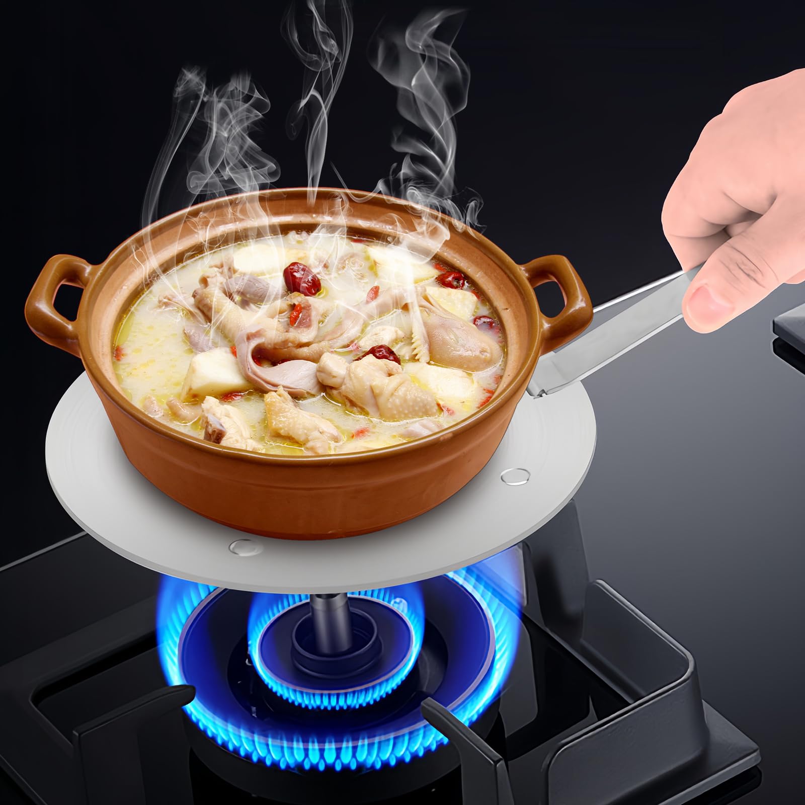 volumoon Convertitore di induzione dell'acciaio inossidabile 20cm, diffusore di calore per pentole/stufa a gas