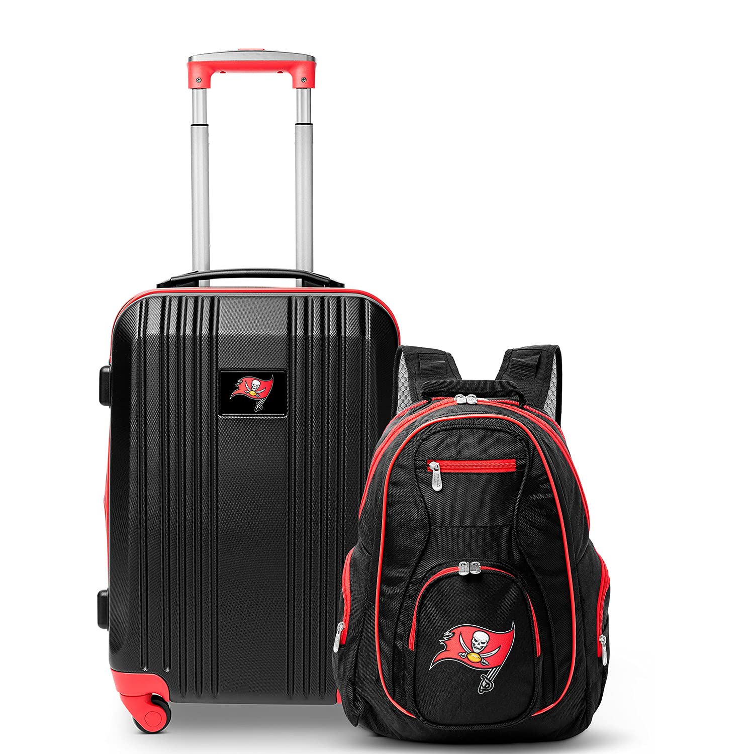 Denco Tampa Bay Buccaneers 2-Piece Luggage Set, Includes 21-inch Two-Tone Hardcase Spinner and 19