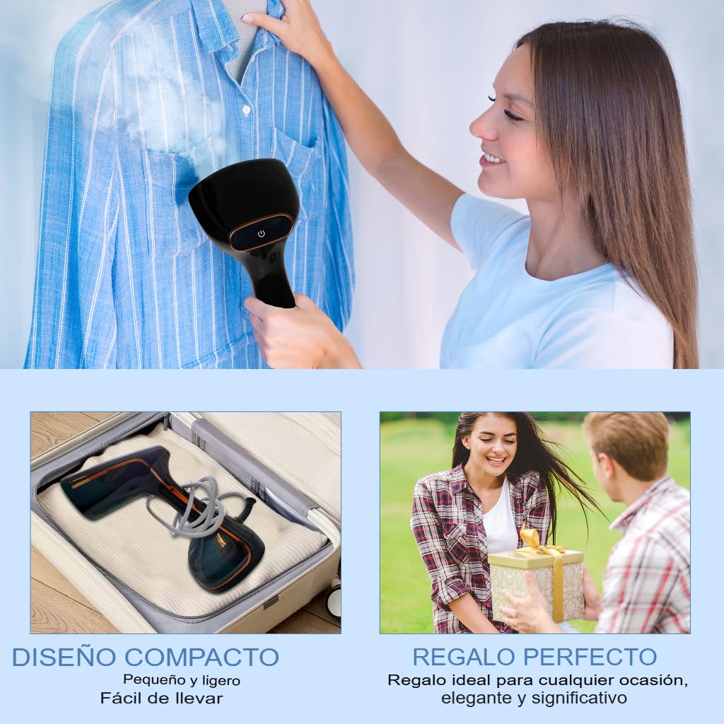 Plancha Vertical Vapor 1800W, Portátil y de Mano 2 en 1 con Pantalla LCD, Depósito 320ml, Antigoteo, Calentamiento Rápido – Steamer para Ropa Viaje y Hogar