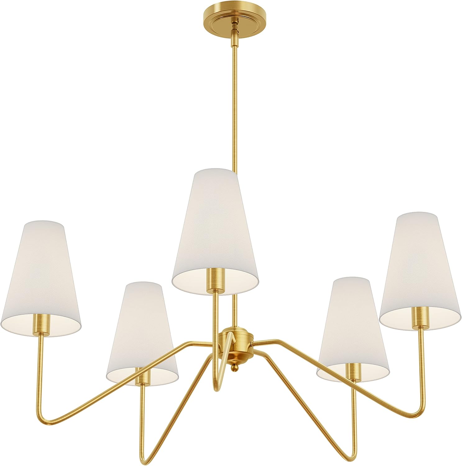 ❤ Crazy Deals Electro bp;30Dia 5-Arm Classic Chandeliers Polished Gold with White Linen Shades,200W Get Special Price Electro bp;30Dia 5-Arm Classic Chandeliers Polished Gold with White Linen Shades,200W