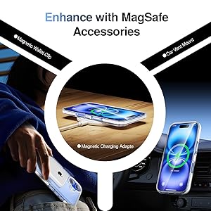SMARTDEVIL Magnetic MagSafe Case for iPhone 16 Plus, Strong Magnetic Clear Shockproof Cover with 2 Screen Protectors, Ultra-Slim Anti-Yellowing Phone Case