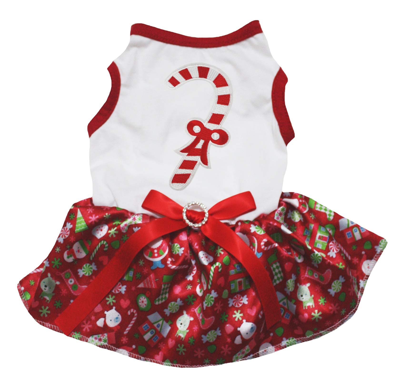 Robe pour chien rouge et blanc idéale pour les promenades de Noël