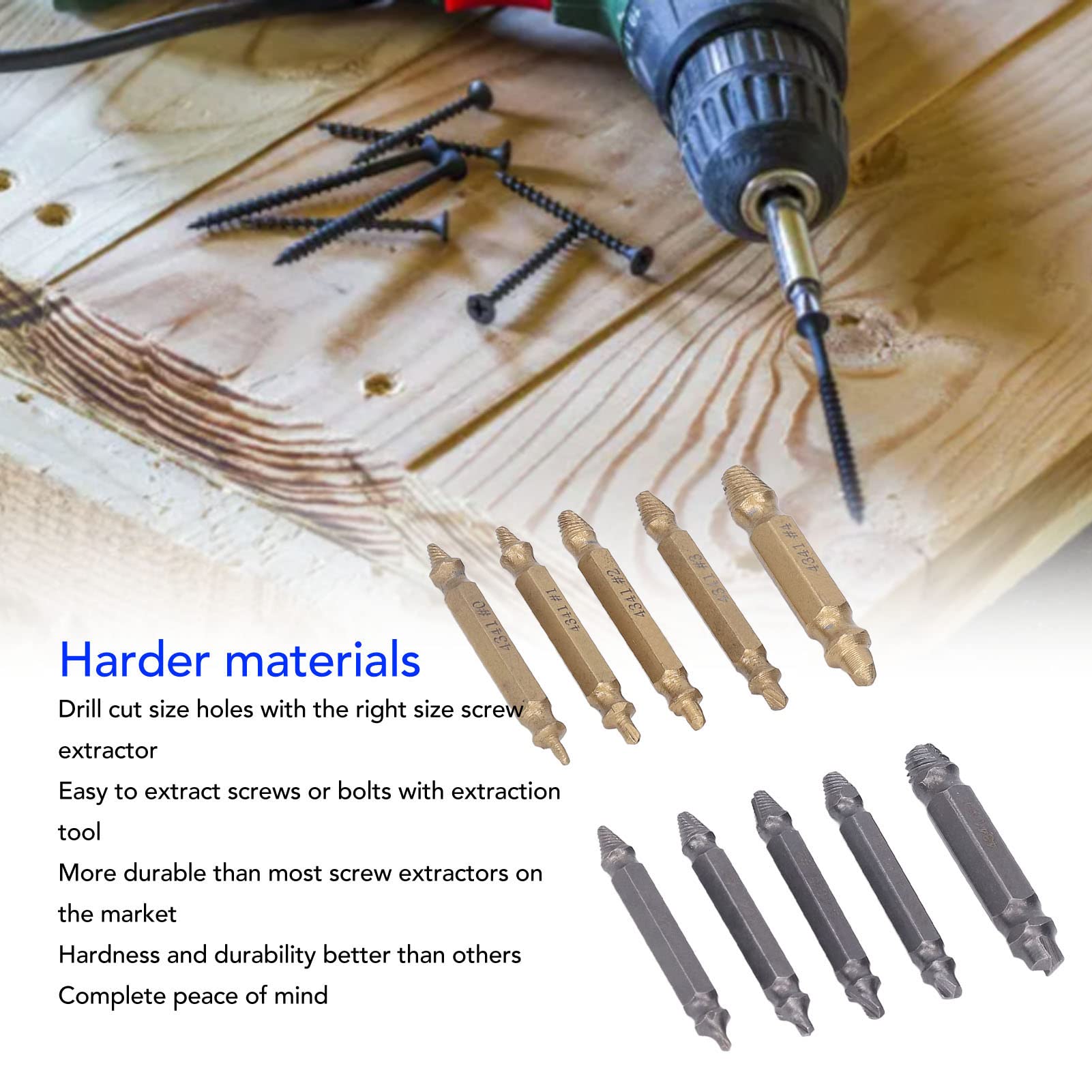 MOZUO 10Pcs Screw Extractor, High Speed Steel, Stripped Screw Extractor,Gold Silver Damaged Screw Extractor Kit for Industrial Equipment