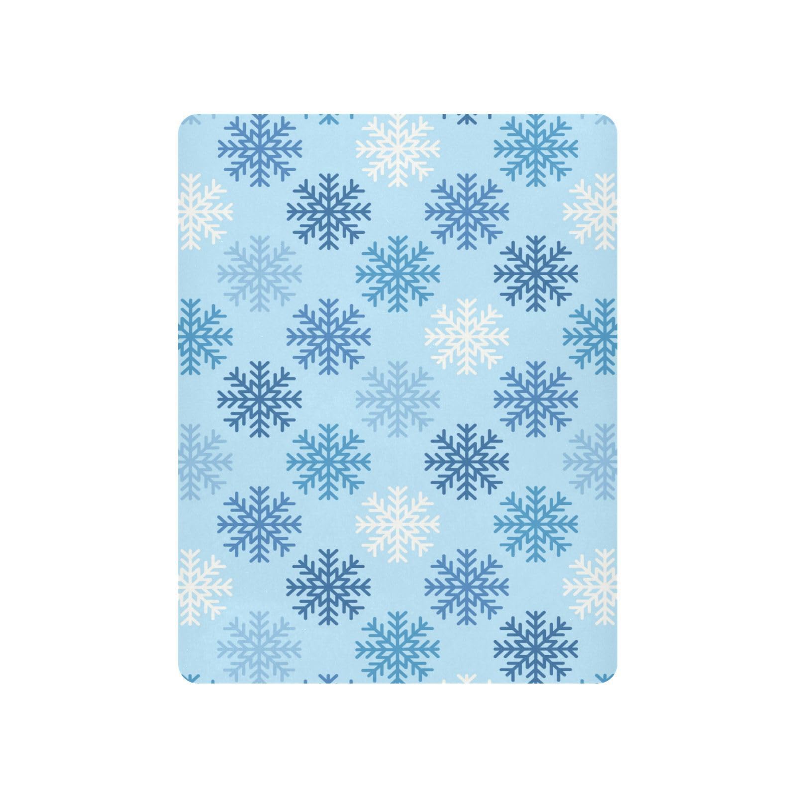 Moudou Blue Snowflake Playard Sheet for Boy Girls, Soft Breathable Fitted Toddler Sheet for Standard Playard Bed Mattress, 39 x 27 x 5 Inch