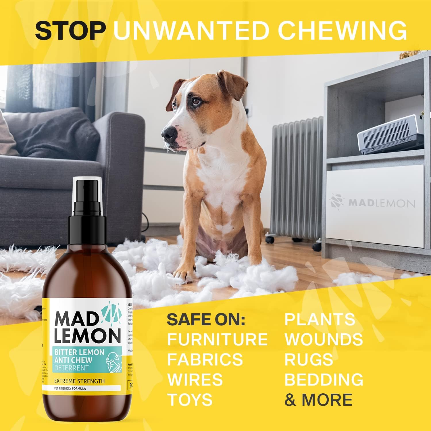 Mad Lemon Bitter Lemon Anti Chew Deterrent Behavior Training Aid for