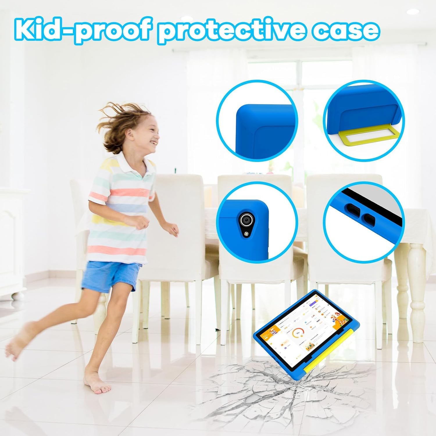 10 Inch Kids Tablet, Android 14 tablet for kids with Octa Core Processor, 8GB RAM 64GB ROM 1TB TF, 5000mAh Battery, WiFi, Bluetooth, Type-C, Kids Tablets with 8+5MP Dual Camera (Blue) — view 4