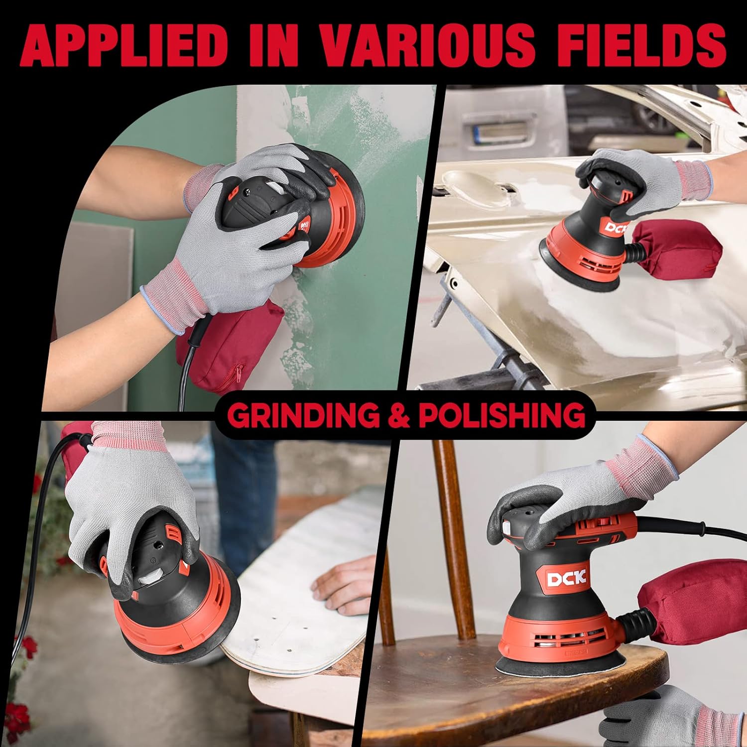 Buy DCK Random Orbital Sander, 3.0 AMP Corded Palm Sander, 6 Speeds Max