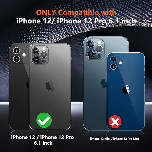 Miniatura 2 de SPIDERCASE Funda diseñada para iPhone 12iPhone 12 Pro, protección contra caídas de grado militar de 10 pies, con 2 protectores de pantalla de vidrio