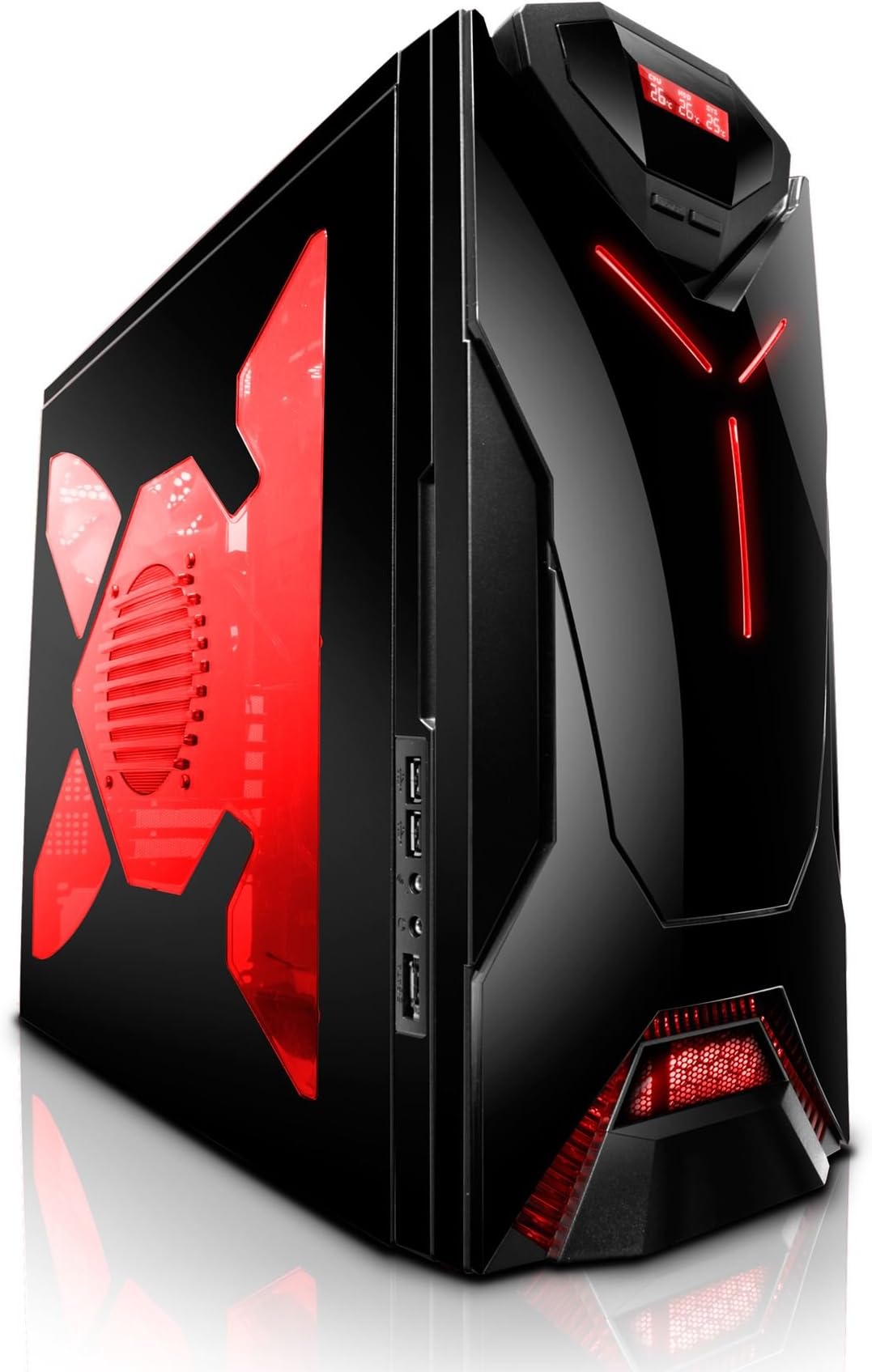 NZXT Guardian Mid Tower Computer Case, Black/Red 921RB - Red (921RB-001-RD)