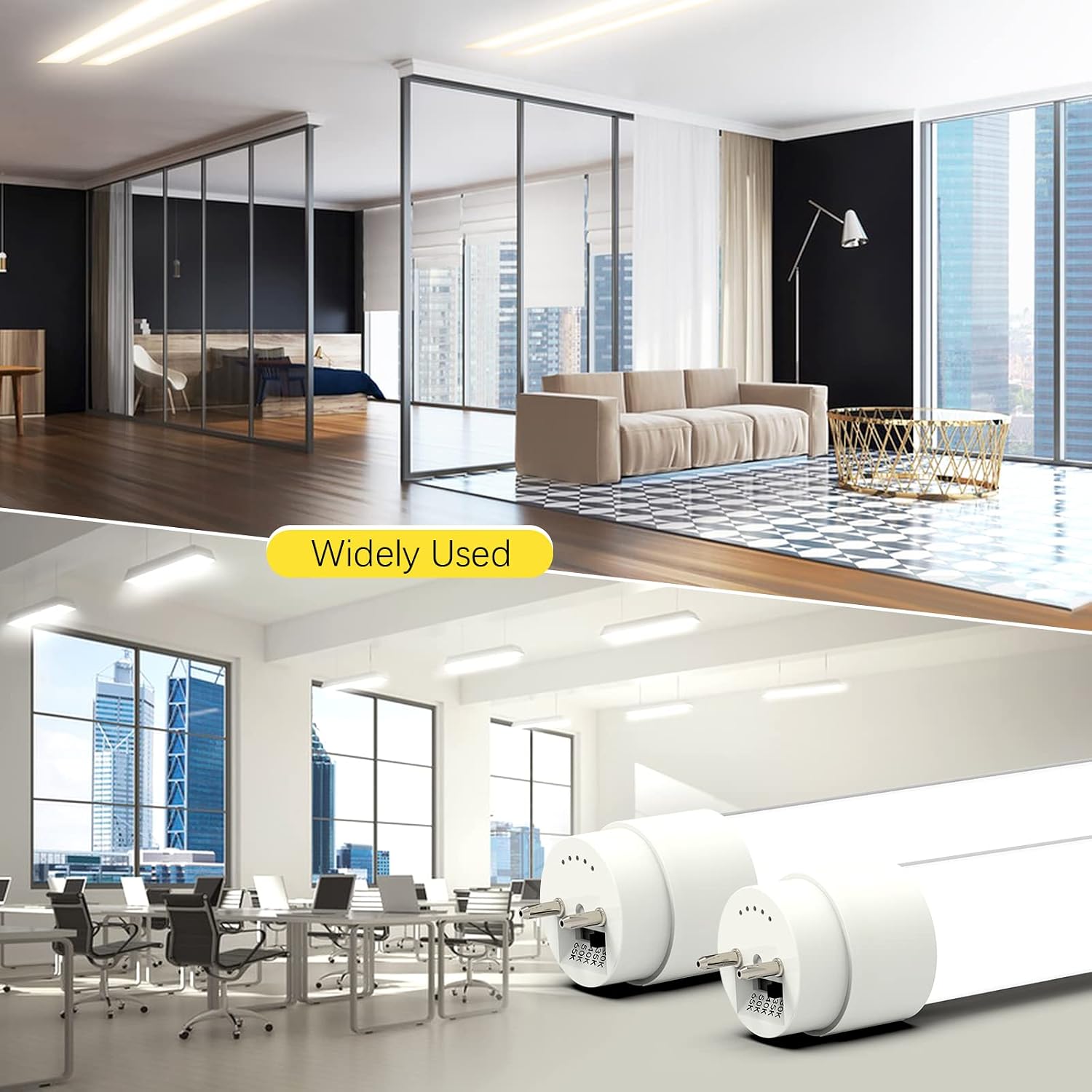 LED 2FT T8 LED Tube Light Bulbs, Type B Ballast Bypass Shop Light Tube, Selectable Color Temperature 3000K to 6500K, 7W 1000LM Glass Bulbs, 120-277V, UL Listed, 25 Pack