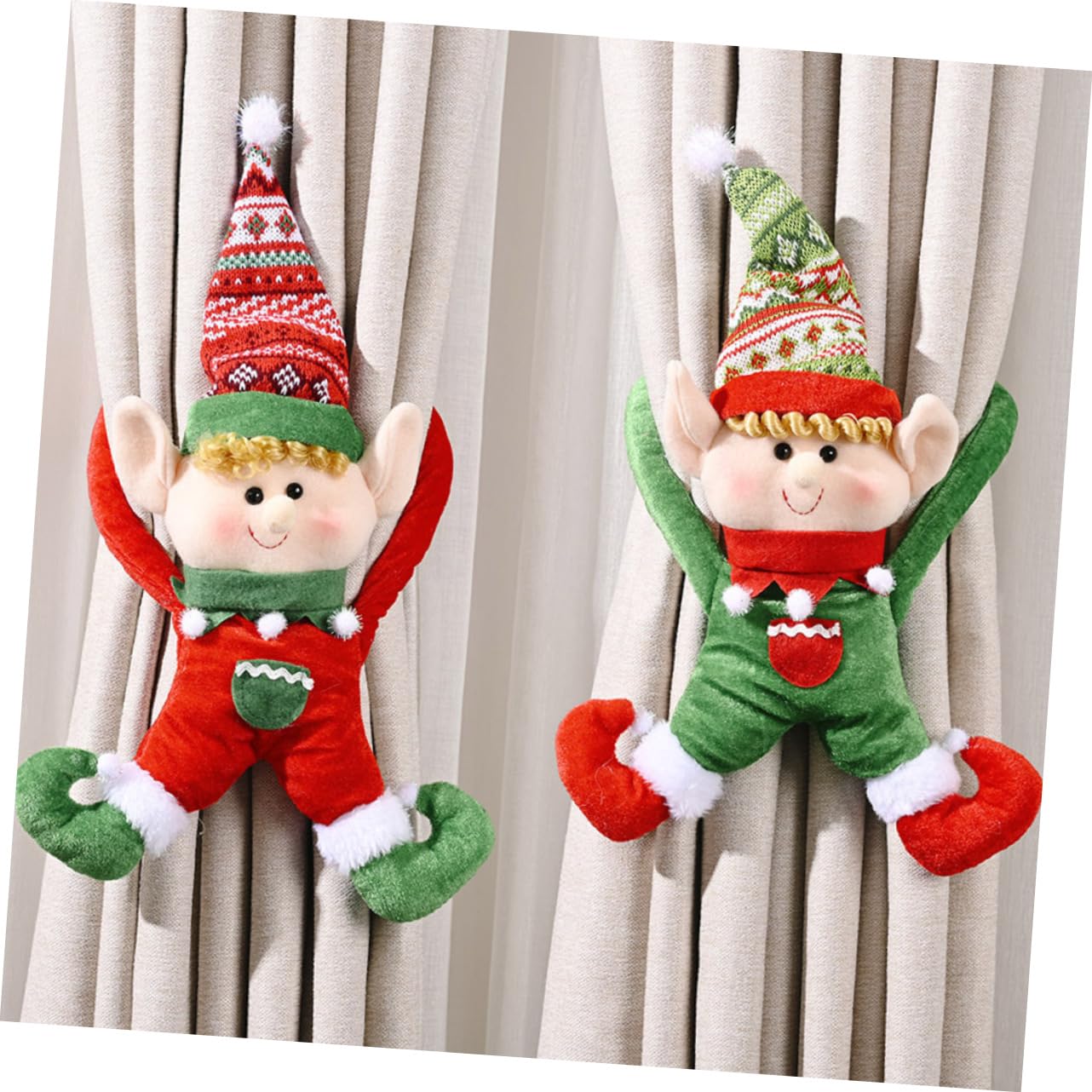 NOLITOY 2stücke Rote Weihnachts-Elfen Türdekoration Kreative Vorhangklammern Mit Lustigem Design Langlebig Und Vielseitig Für Fenster Türen Bäume Weihnachtliche Deko Für Drinnen Und Drauße