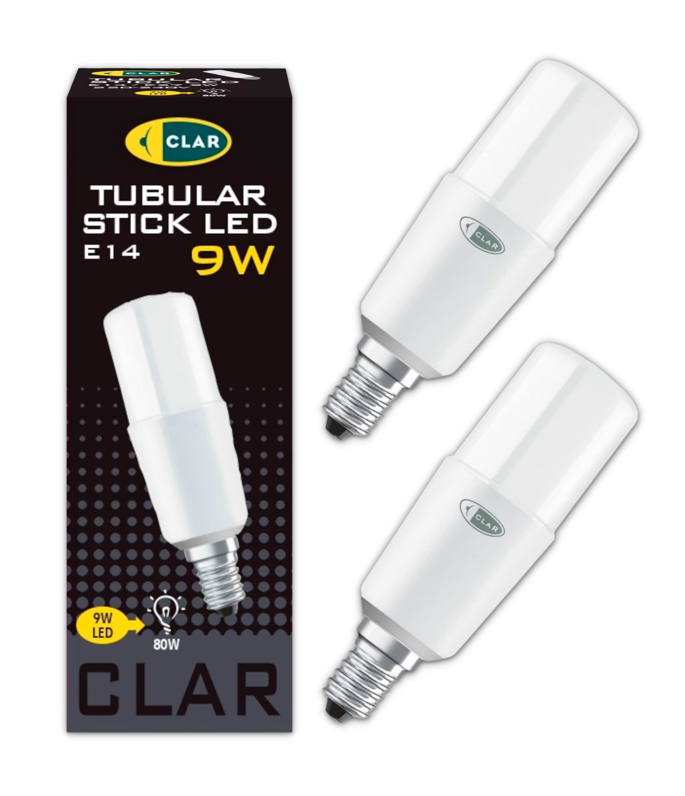CLAR - E14 LED Lampe Stabform 9W, Energiesparlampe E14, Neutralweiß 4000ºK (Pack 2)