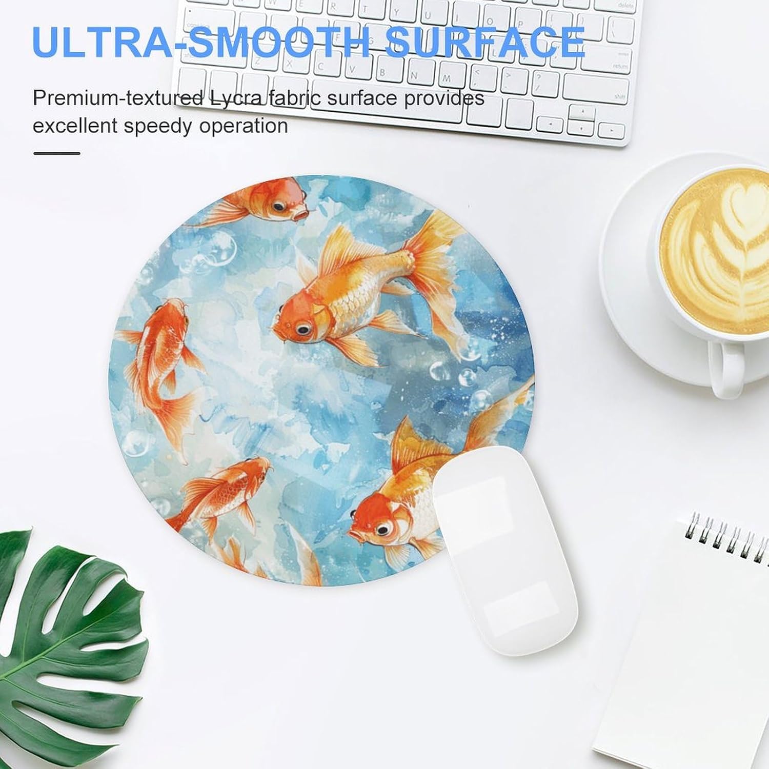 Swim in Water Mouse Pad with Non-Slip Rubber Base Personalized Round Mouse Mat Nice and Cute Gaming Mousepad for Computers Home Office Desk Decor Accessories image 4