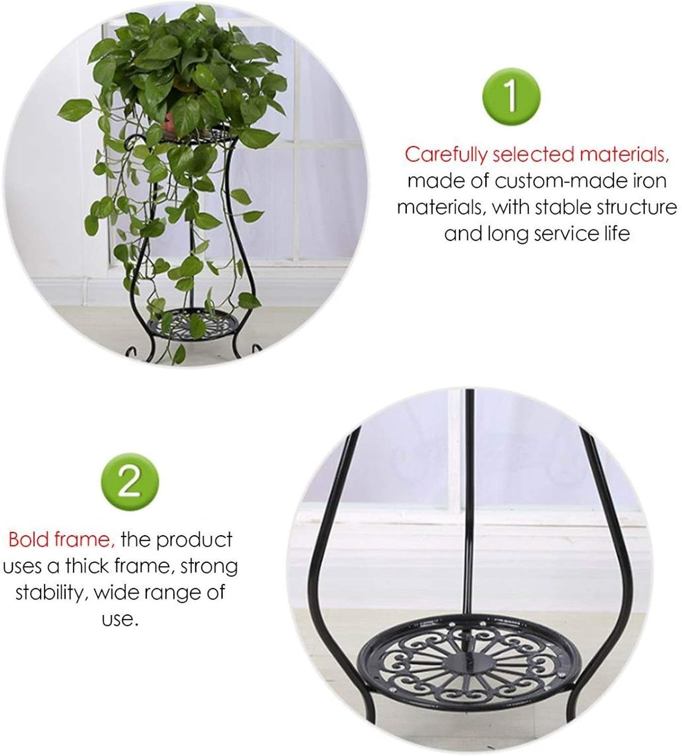 Wrought Iron Potted Stander Flower Fleshy Green Plant Pot Rack Stand Bracket Round Hand Make Home Decor Rack