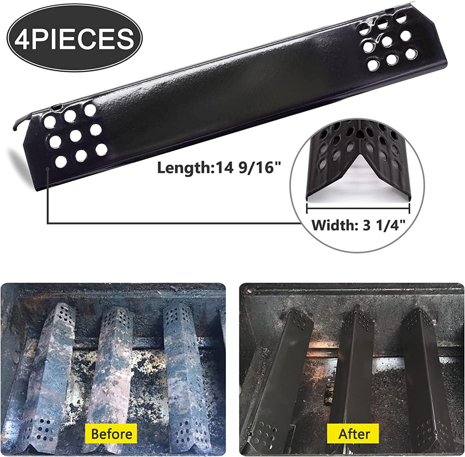 Adviace Grill Replacement Parts for nexgrill 720-0830h replacement parts, 17'' Cast Iron Grill Grates and Heat Plates for Nexgrill 720-0830H, 720-0697E, Members Mark 720-0830F, Uberhaus 780-0003.