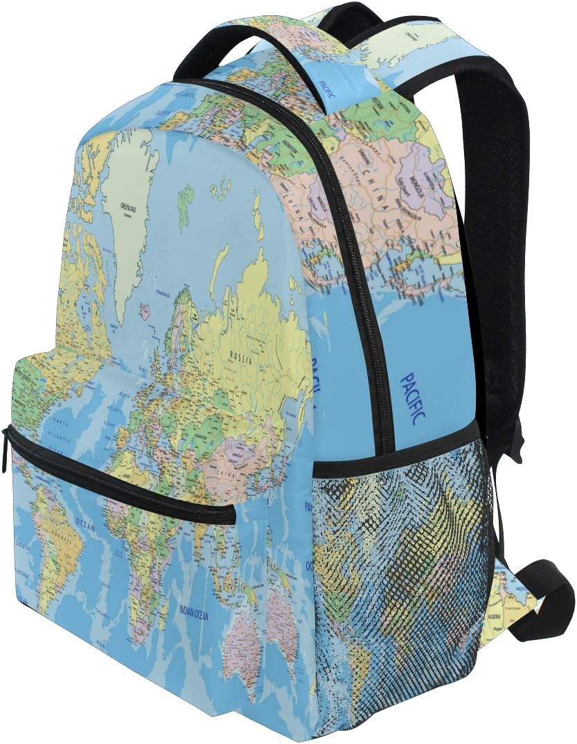 Mexpekil Backpack, Education World Map Large Capacity Casual Printed School Shoulder Bag Daypack Travel Laptop Women Adults Boys Girls - Image 4