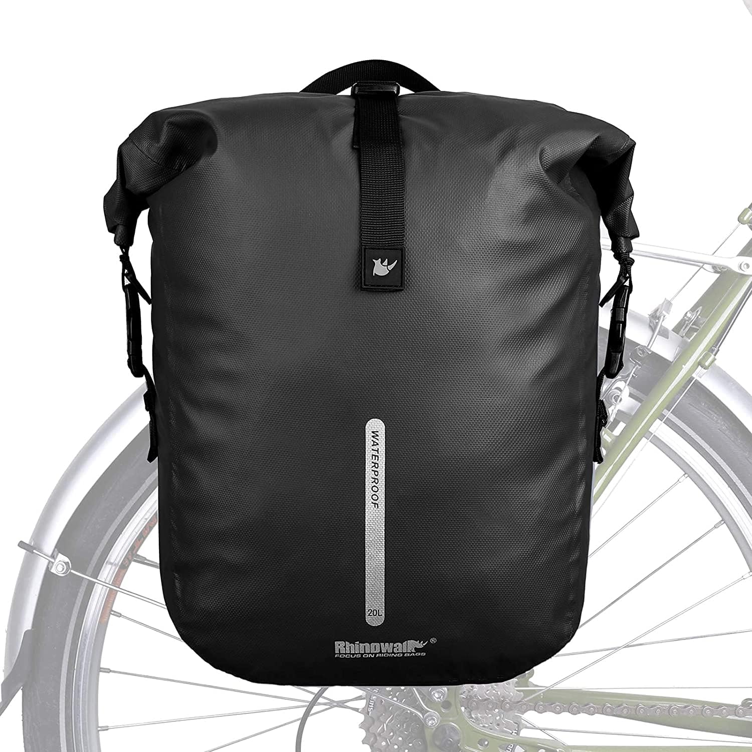 Bike Pannier Bag Waterproof Rack Bicycle Bag 18L Bike Bag Shoulder Bag Laptop Pannier Backpack Professional Cycling Accessories-Black