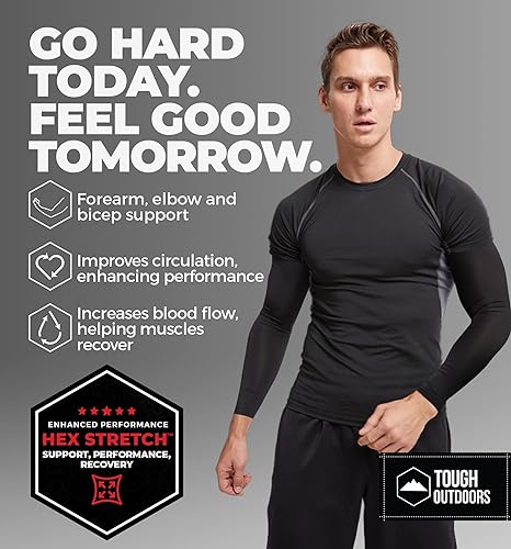 Miniatura 2 de Tough Outdoors Manga de brazo de béisbol para jóvenes y adultos - Mangas de compresión para niños y niñas, hombres y mujeres - Fútbol