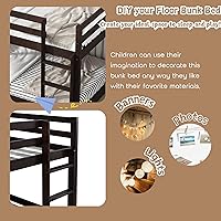 Vista 5 de Harper & Bright Designs Literas bajas, tamaño individual sobre individual, marco de litera de madera con escalera de barandilla de seguridad