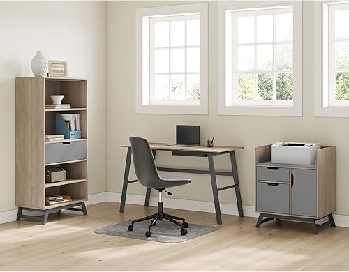 Miniatura 2 de Realspace® Nashira - Librería con 4 estantes de 61 pulgadas de alto con cajón, roble claro/gris
