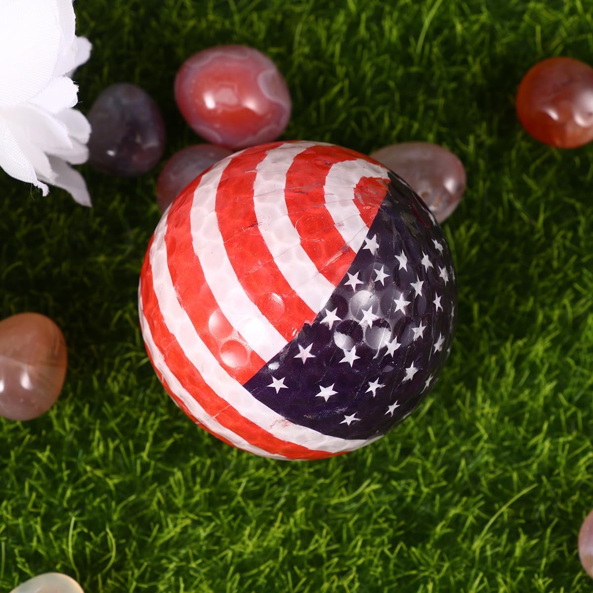 2PCS US Flag Pattern Double Rubber Practice Balls for Long Distance Training Lightweight Simulation Sports Balls with Stop Control for Tennis Warm-ups and Beginner Practice