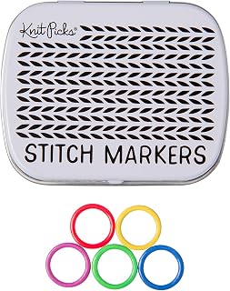 Knit Picks Colorful Cute Stitch Markers for Knitting with Case, 30 Pieces | 5 colors of round closed enamel stich markers, good for knitting needles up to size 13