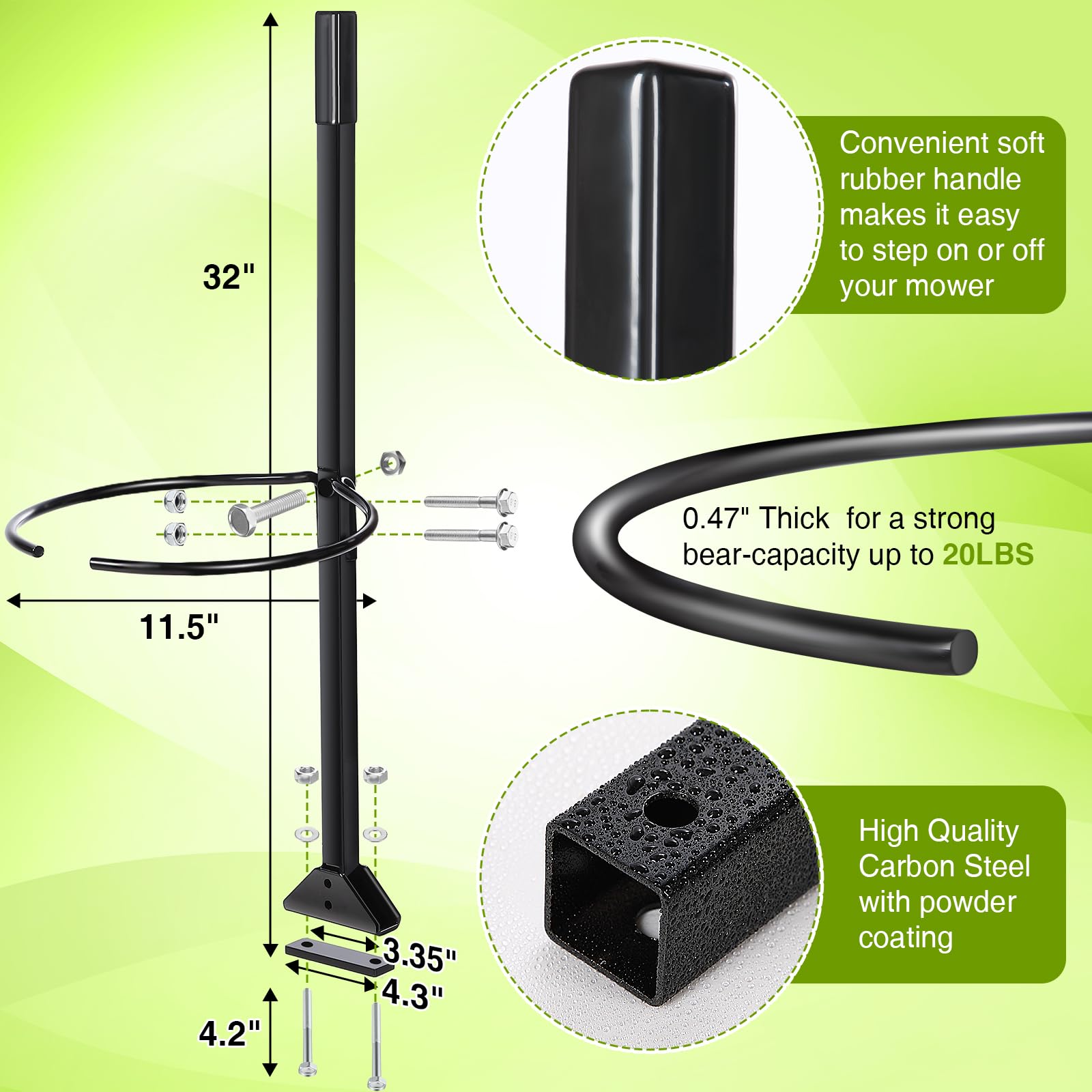 Saillong Mango para cortacésped de 5 galones, soporte de cubo de basura de acero desmontable, compatible con cortacésped de giro cero, accesorios para cortacésped para tractores de césped