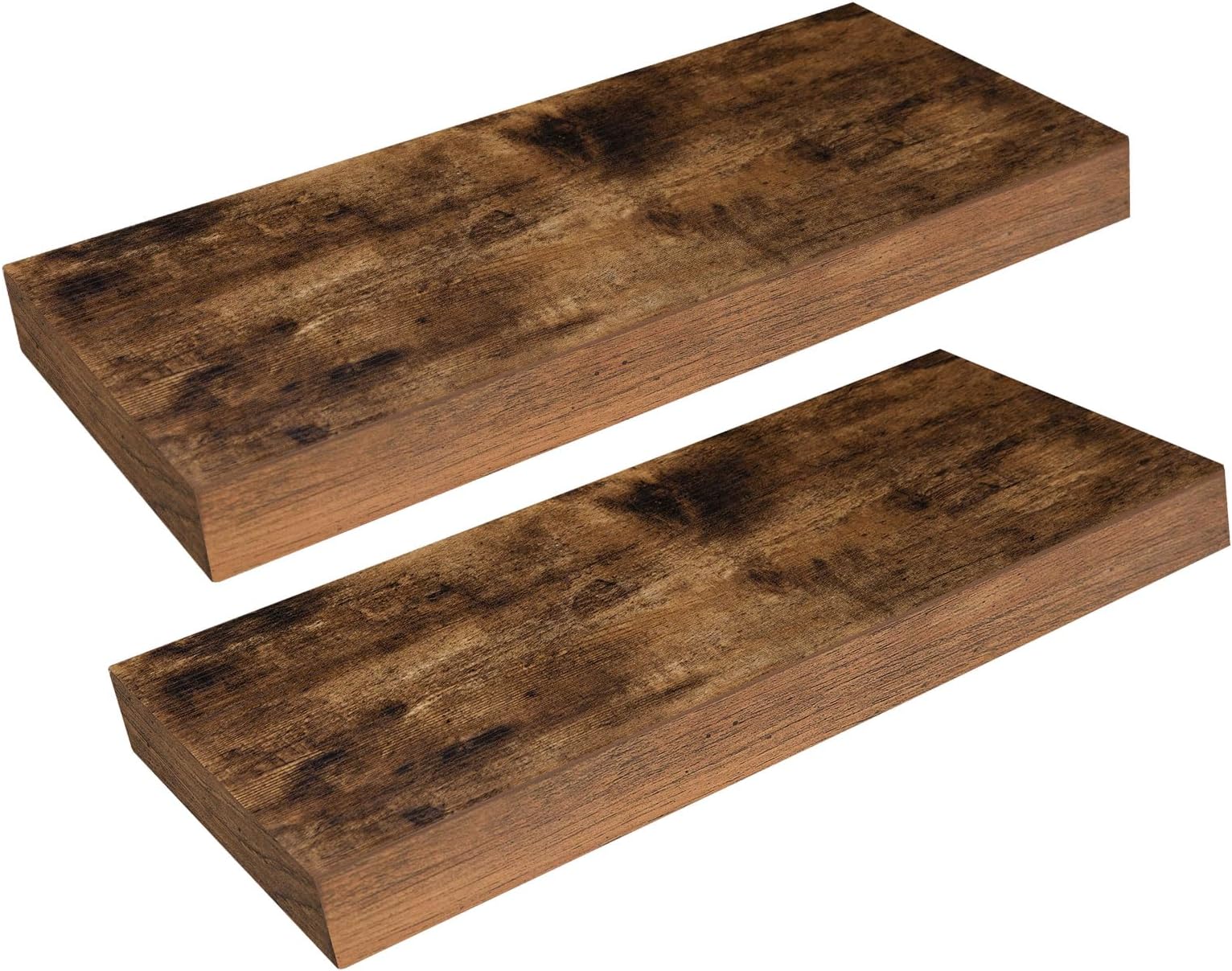 HOOBRO Floating Shelves, Wall Shelves Set of 2, Wall Mounted Shelves, 40cm, Wall Display Racks, Decorative Hanging Shelf, Wooden Shelves, for Bathroom, Bedroom, Kitchen, Office, Rustic Brown EBF40BJ01