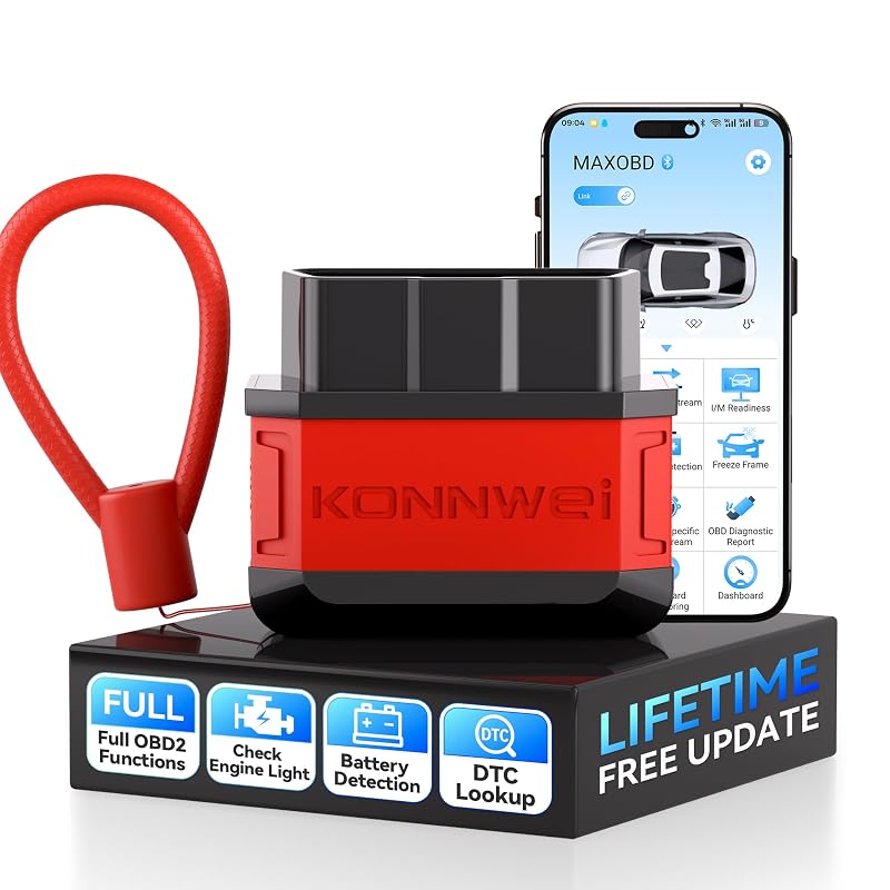 Leitor de código OBD2 Bluetooth 5.2 KONNWEI KW906 vermelho