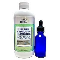 Vista 1 de Peróxido de hidrógeno al 12% de grado médico y alimenticio - Botella de 12 oz - Recomendado por el libro La Cura en Un Minuto. Nuestra marca OMM es