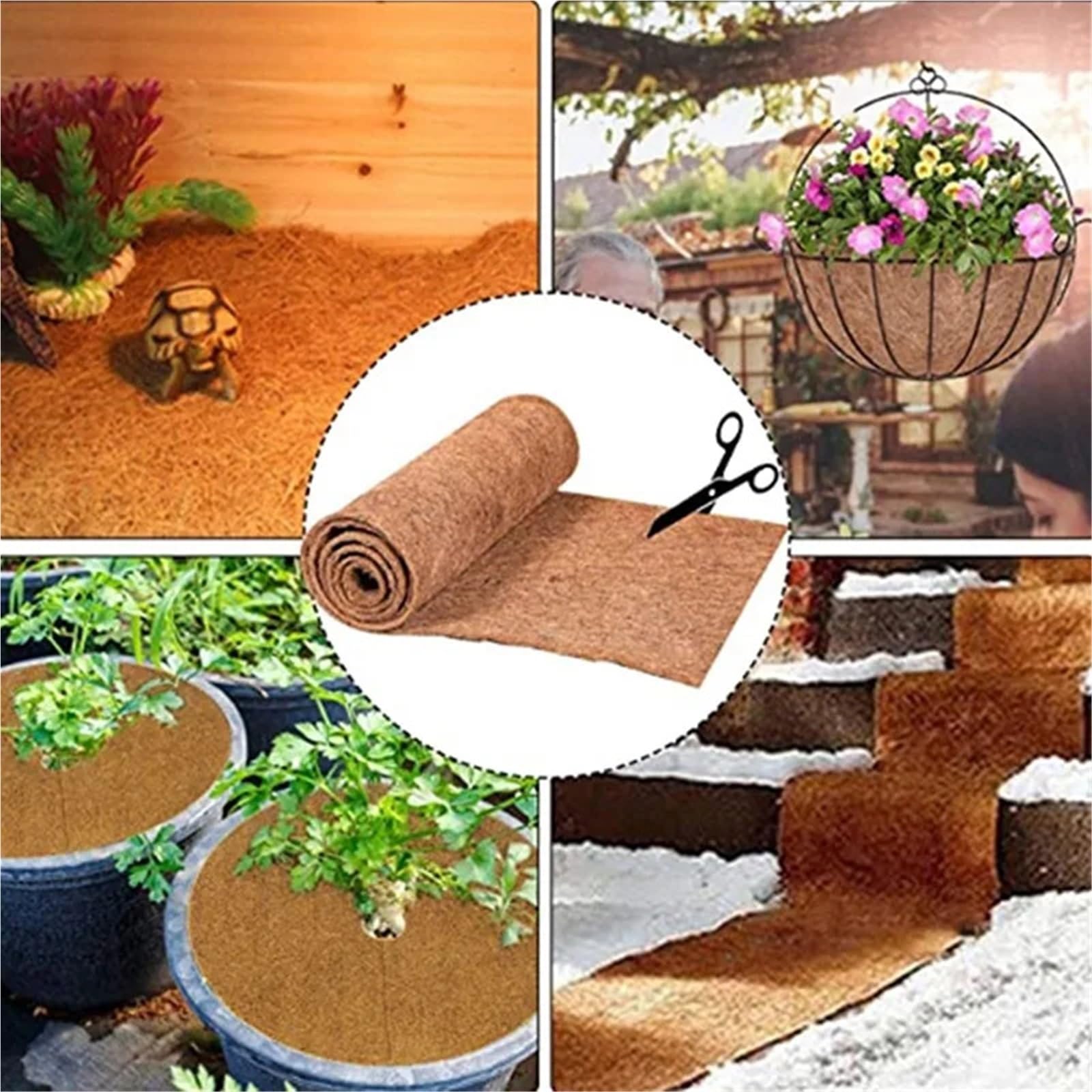 Rotolo di fibre vegetali Tappetino for rettili Forniture for lettiera Isolamento Cesto for fiori Fodera in fibra di cocco Foglio invernale(200cmx50cm)