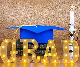 4 LED Marquee Letter Lights GradvSign, Grad Light up Letters for Graduation Decorations, Class of 2026 Lights Decoration for High School Senior College Graduation Party Favor Supplies