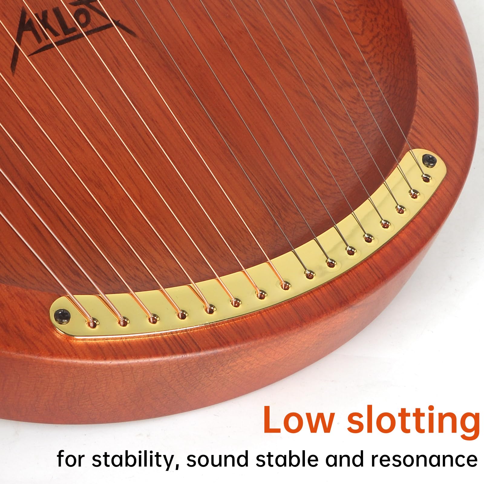 AKLOT Lyre Harpe 16 cordes métalliques en acajou avec clé à accorder, Ramassage,sac de transport noir