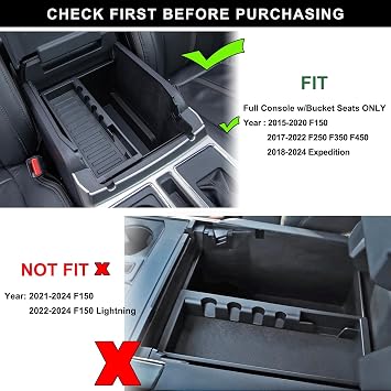 PIMCAR Center Console Organizer Tray for Ford F150 (2015-2020), Super Duty F250/F350/F450 (2017-2022), Expedition (2018-2024),ABS Plastic Single-Piece Design, Fits Factory Tray-Red Trim
