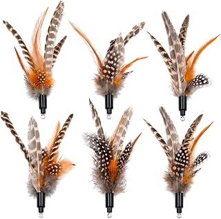 6Pcs Cat Feather Toys Refills, Handmade Da Bird Feathers Replacement for Cat Wand, Natural Feather Refills for Indoor Cats