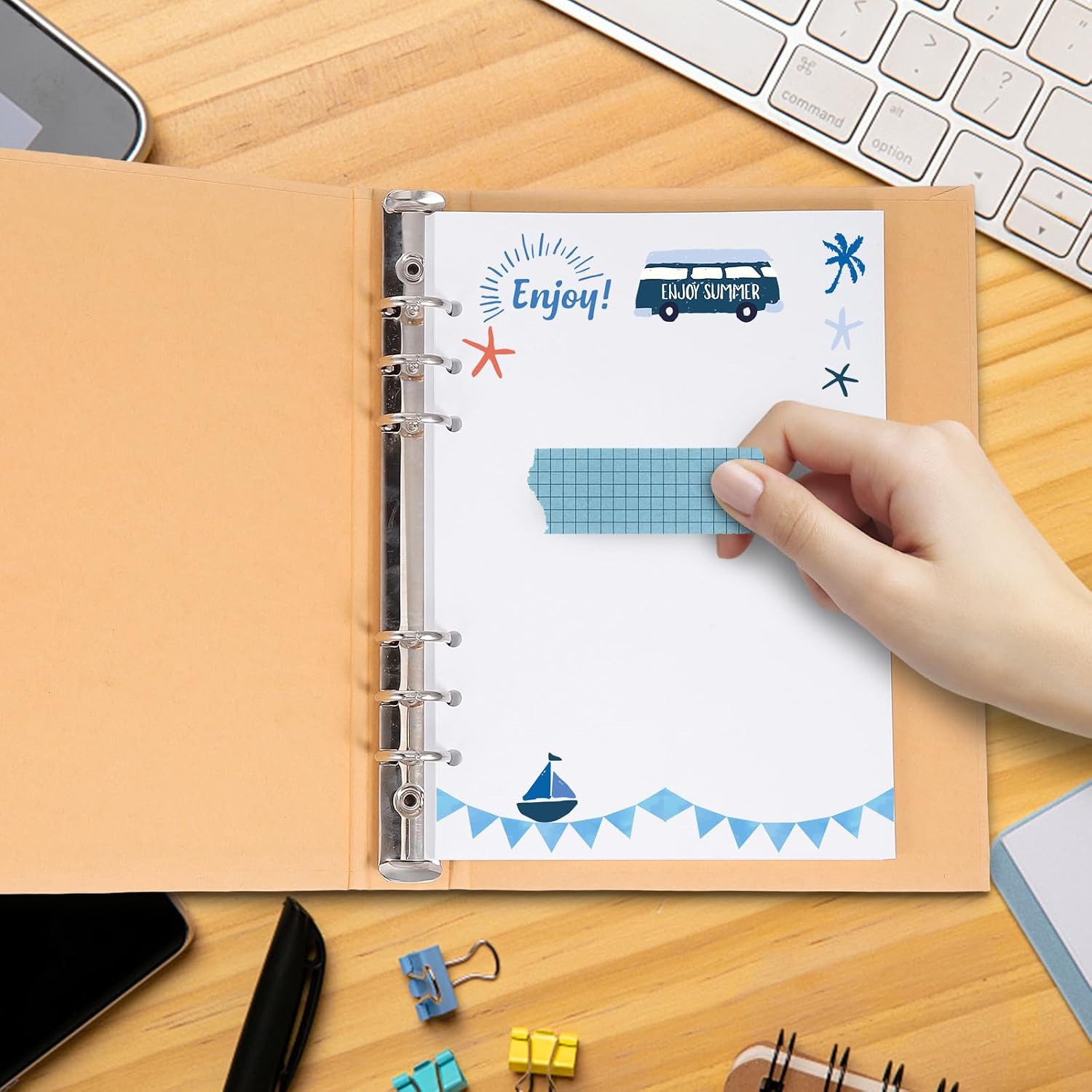 Alipis A5 6-Ring Sticker Collecting Binder Refill Sheets Double-Sided Release Paper Inserts for Scrapbook Album Organizer, 50 Blank Reusable Pages for Sticker Collectors and Craft