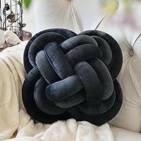 Xuyier 12 Inch Velvet Knot Pillow Ball - Soft Decorative Throw Pillow for Couch, Bed, Sofa & Living Room (Black)