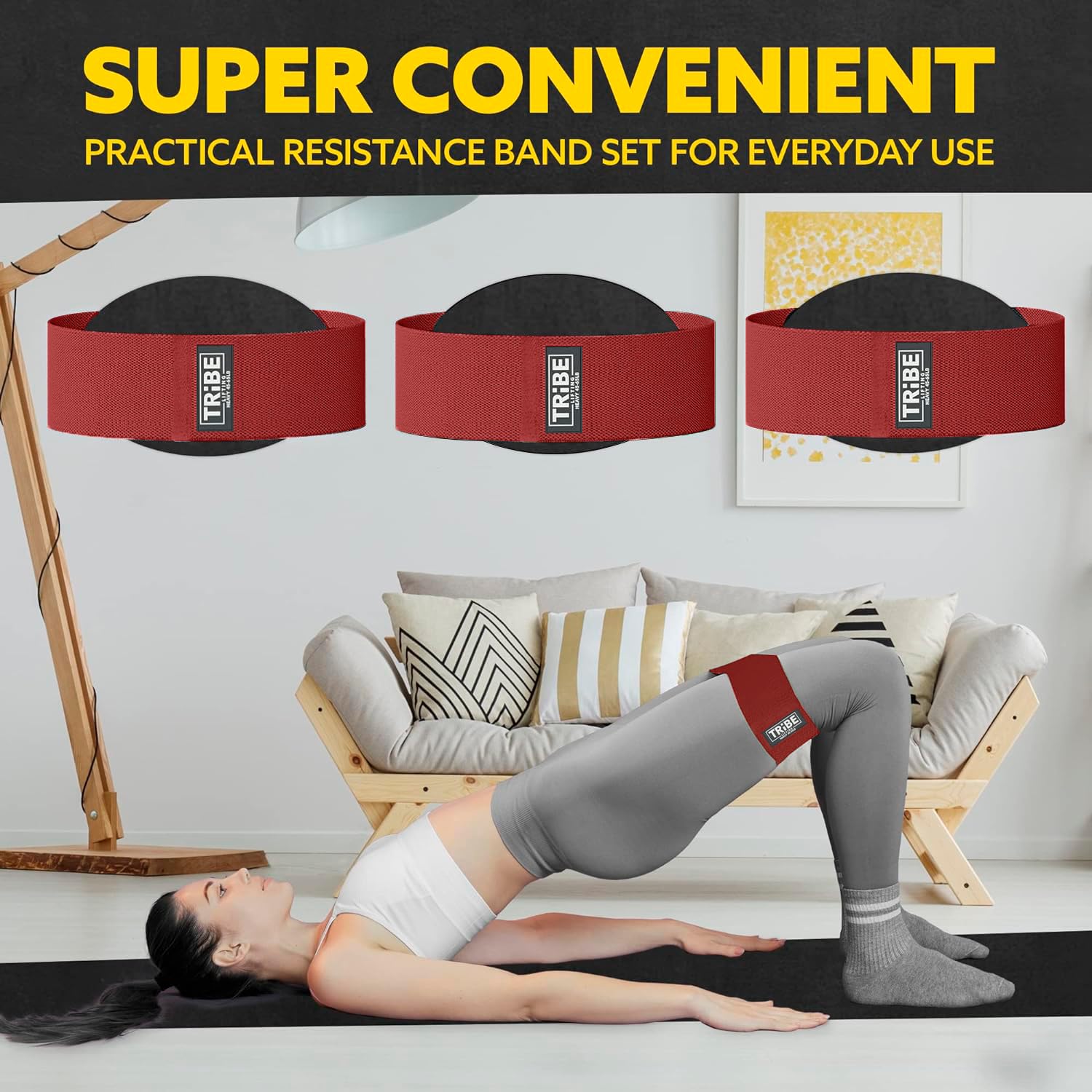 Fasce di resistenza in tessuto per allenamento – Bande per donne e uomini – Set di fasce di resistenza per allenamento – Fasce di resistenza per gambe