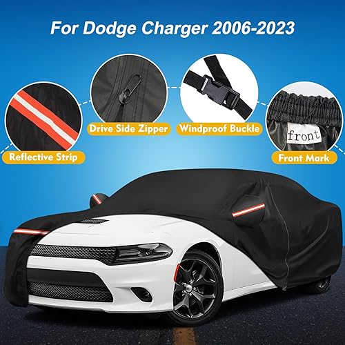 Miniatura 2 de Funda impermeable para Dodge Charger para todo tipo de clima, funda de automóvil de 6 capas impermeable para todo tipo de clima, 210T, resistente al