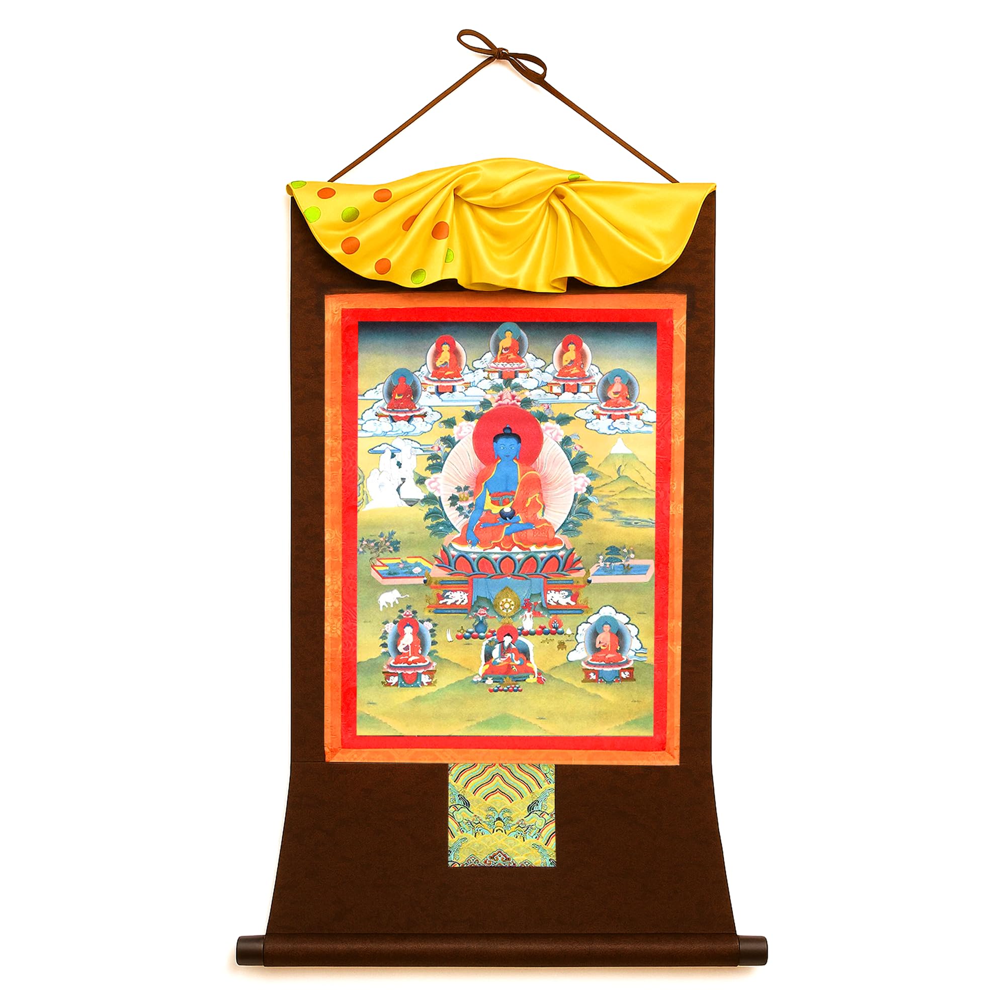 Mudra Crafts Medicine Buddha Tibetan Thangka Buddha Wall Art - Handmade Thangka Buddhist Tibetan Painting Yoga Zen Mediation Altar Wall Hanging Décor