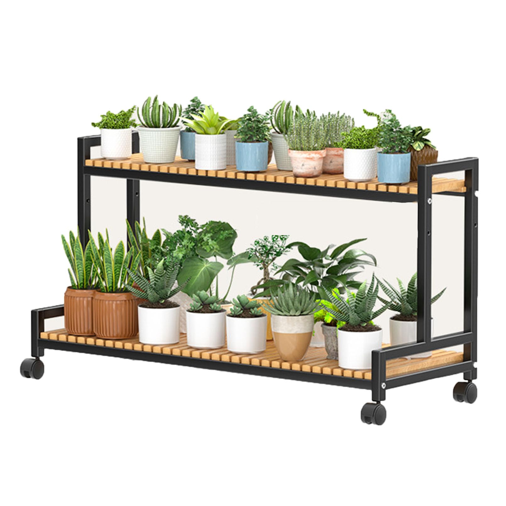 Support à plantes en métal à 2 ou 3 niveaux pour intérieur et extérieur