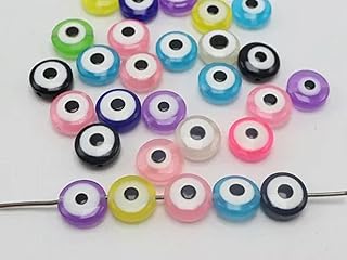500 Cuentas Redondas de acrílico de Colores Variados con Forma de Moneda de Mal de Ojo de la Cábala, 12 x 6 mm, 10 x 5 mm, 500 Unidades de 12 x 6 mm
