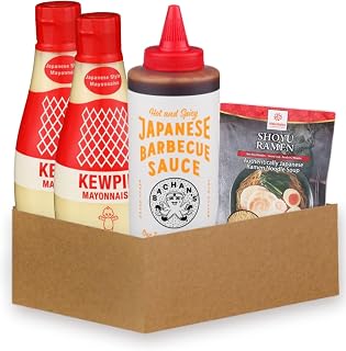 2x Mayonnaise Sqz, 12oz. + 1x Japanese BBQ Sauce Bachans, 16.5oz. + 1x Ramen Shoyu Japan, 3.88oz. – Creamy Kewpie Mayonnaise, Bold Japanese BBQ Sauce, and Umami Ramen Seasoning – Gift Set (4 Items)