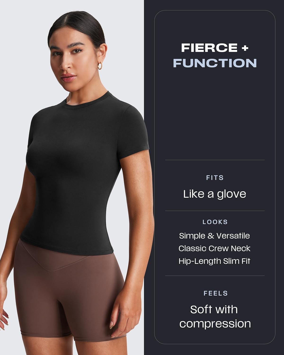 Aoxjox Women's Casual Basic Tee HIGH Elastic Cotton T-Shirt Short Sleeve Tops Everyday Crew Neck Slim Fit Y2k - Image 2