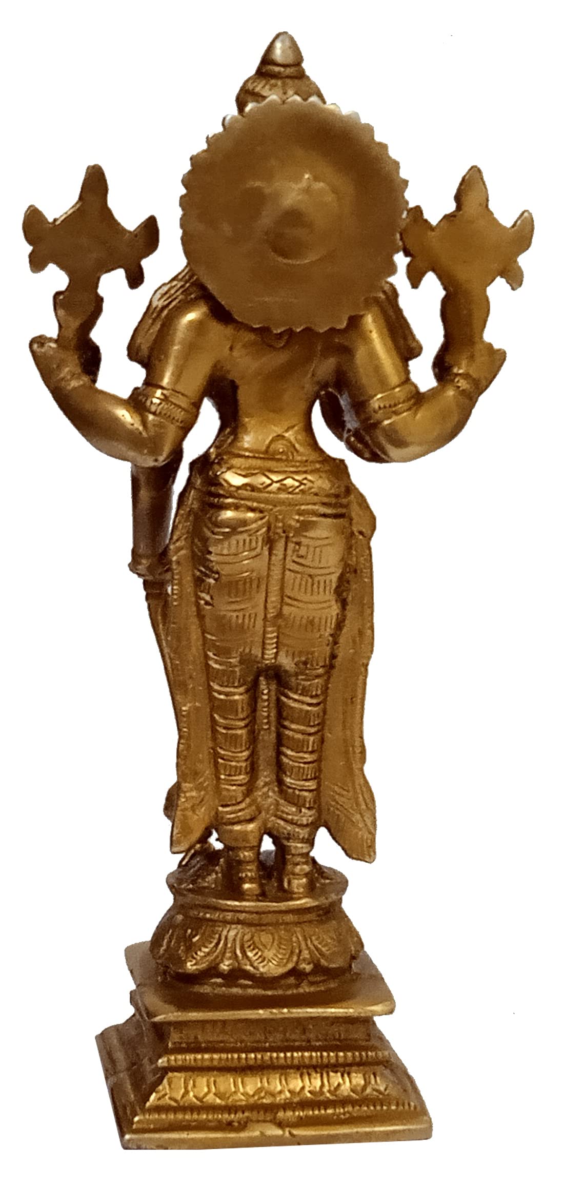 Lord Vishnu Narayan Idol Brass, 7" Inch Vishnu Statue In Brass