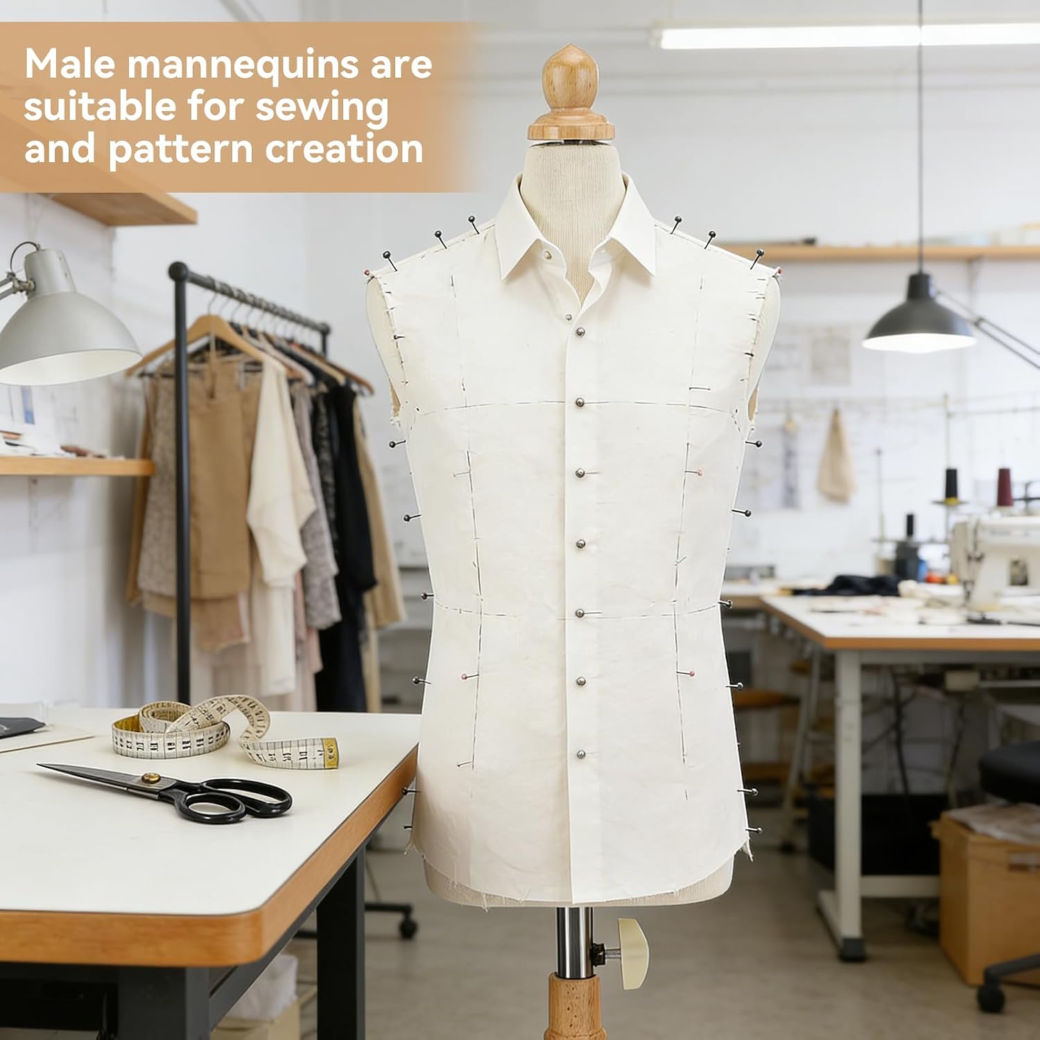 Male Body Dress Form with Stand, Fixable Versatile Teaching Mannequin Torso Dress Model Dress Form Display Stand for Sewing and Pattern Creation