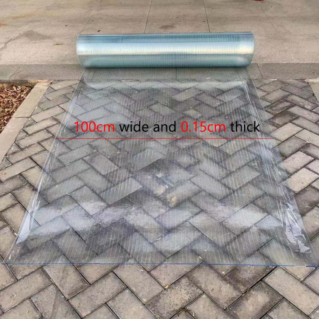 Film transparent pour toit de serre de 1,5 mm, résistant aux intempéries et coupe-vent, facile à couper et à installer (100 cm x 300 cm / 3.2ft x 9.8ft / 3.2ft)